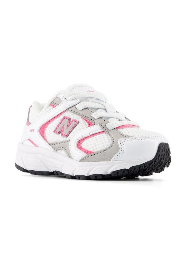 Buty niemowlęce New Balance I4083KP – białe. Kolor: biały. Materiał: syntetyk, materiał. Szerokość cholewki: normalna. Sezon: lato. Sport: turystyka piesza