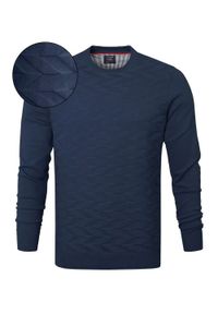 Bawełniany Sweter Pako Jeans - Okrągły Dekolt - Granatowy. Kolor: niebieski. Materiał: bawełna. Styl: klasyczny #5