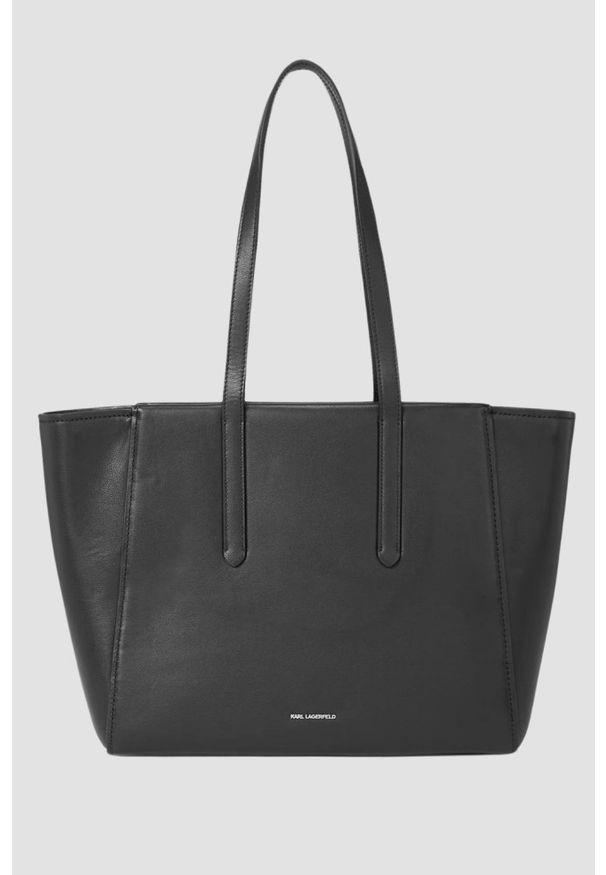 Karl Lagerfeld - KARL LAGERFELD Czarna shopperka Leather Tote Pin. Kolor: czarny. Materiał: skórzane
