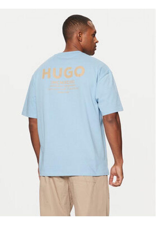 Hugo - HUGO T-Shirt Nalono 50509776 Niebieski Relaxed Fit. Kolor: niebieski. Materiał: bawełna