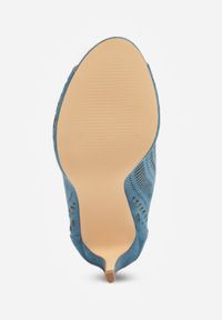 Born2be - Niebieskie Sandały Vices na Szpilce z Ażurową Cholewką Selmira. Okazja: na spacer, na imprezę. Kolor: niebieski. Wzór: ażurowy. Sezon: lato. Obcas: na szpilce. Styl: elegancki #8