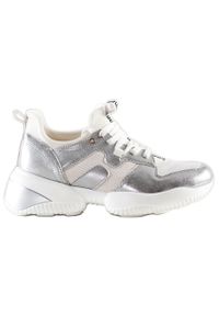Weide Biało-srebrne Sneakersy białe srebrny. Kolor: srebrny, wielokolorowy, biały