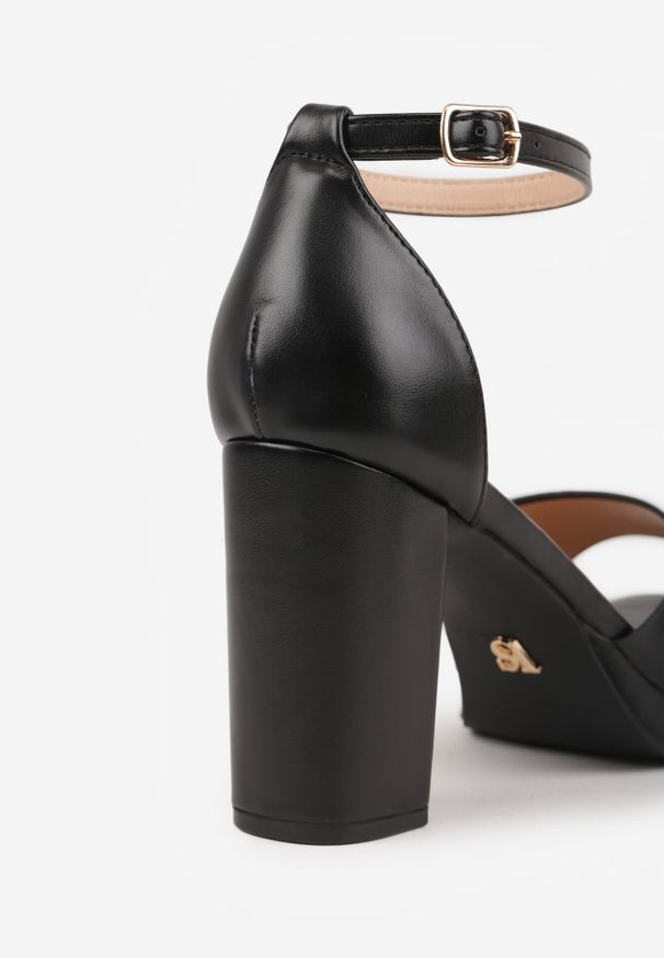 Born2be - Czarne Sandały VICES na Platformie i Słupku ze Skórzaną Wkładką Phelusa. Okazja: na wesele, do pracy, na spotkanie biznesowe, na ślub cywilny. Zapięcie: pasek. Kolor: czarny. Materiał: skóra. Obcas: na platformie. Styl: biznesowy. Wysokość obcasa: średni