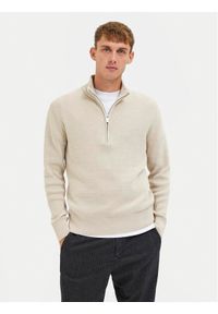 Selected Homme Sweter Rodney 16087985 Beżowy Regular Fit. Kolor: beżowy. Materiał: syntetyk #1