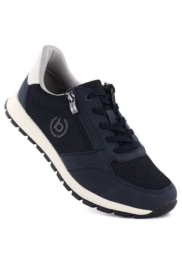 Sneakersy męskie lekkie na suwak granatowe Bugatti 325-ATL02-2500-4100. Kolor: niebieski. Materiał: tkanina