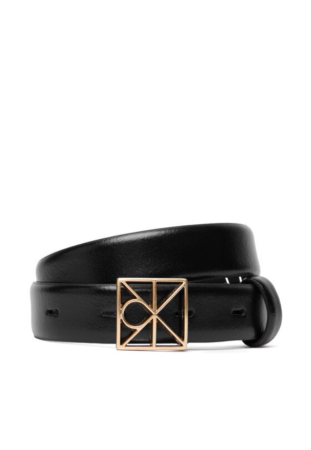 Calvin Klein Pasek Damski Emblem Buckle 25Mm Fixed Smooth LV04F7072G Czarny. Kolor: czarny. Materiał: skóra