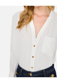 Elisabetta Franchi - ELISABETTA FRANCHI - Biała koszula ze złotymi guzikami. Okazja: do pracy. Kolor: biały. Materiał: jeans, tkanina. Styl: elegancki #2