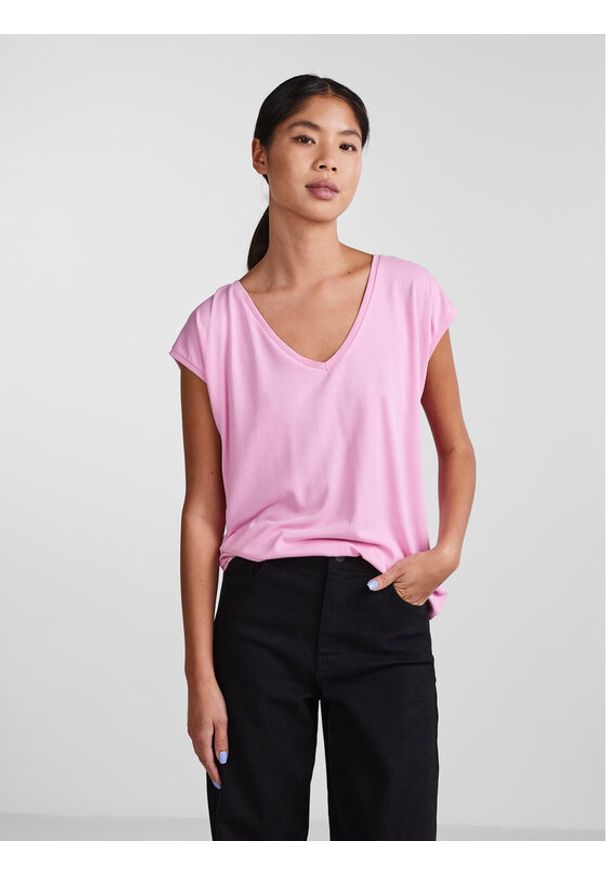 Pieces T-Shirt 17095260 Różowy Regular Fit. Kolor: różowy