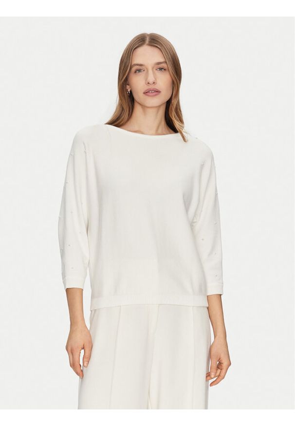 Tatuum Sweter Perlo T2424.090B Biały Regular Fit. Kolor: biały. Materiał: wiskoza, syntetyk