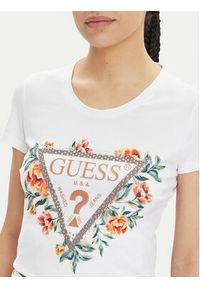 Guess T-Shirt W4GI24 J1314 Biały Slim Fit. Kolor: biały. Materiał: bawełna