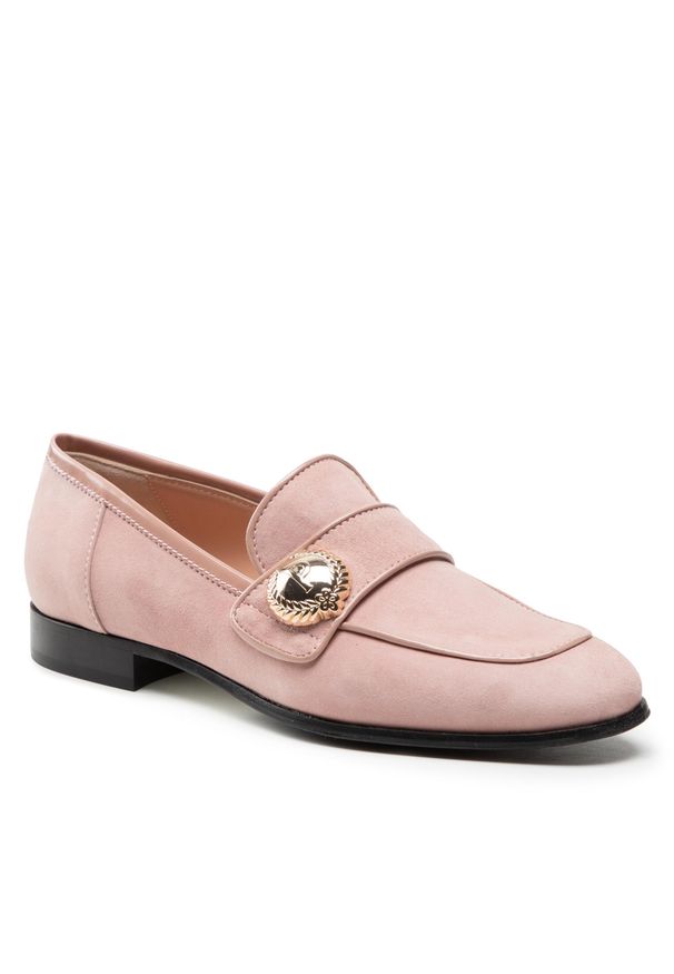 Pollini - Lordsy POLLINI - SA10212M0ETA361A Peonia. Kolor: różowy. Materiał: skóra, zamsz