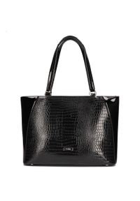 Torebka damska lakierowana kroko czarna Filippo TD0212/22. Kolor: czarny. Materiał: skórzane #1