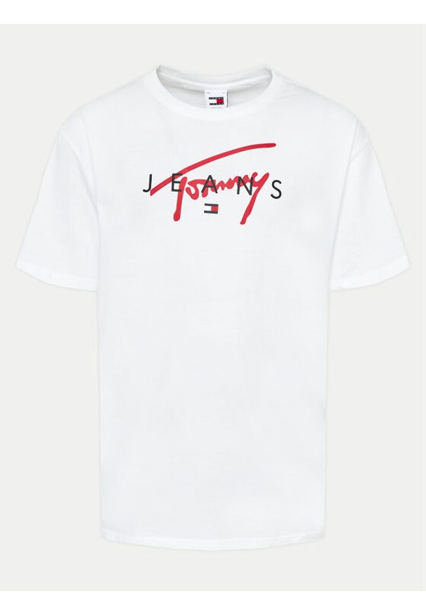 Tommy Jeans T-Shirt Signature Twist DM0DM19683 Biały Regular Fit. Kolor: biały. Materiał: bawełna