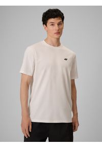 4f - 4F T-shirt relaxed z nadrukiem męski - biały L. Okazja: na co dzień. Kolor: biały. Materiał: materiał, bawełna, dzianina. Długość: długie. Wzór: nadruk. Styl: klasyczny, casual #1