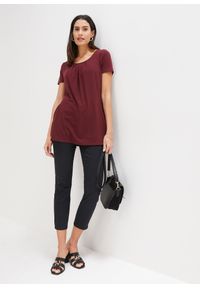 bonprix - Długi shirt z wiskozą. Kolor: czerwony. Materiał: wiskoza. Długość: długie #3