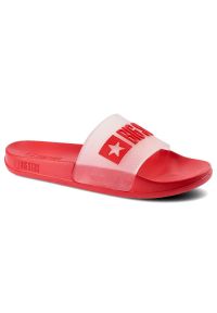 Big-Star - Czerwone Klapki Big Star Damskie Modne Buty. Okazja: na plażę. Kolor: czerwony. Materiał: bawełna. Sezon: lato. Styl: sportowy, wakacyjny