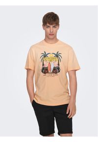 Only & Sons T-Shirt 22026084 Pomarańczowy Regular Fit. Kolor: pomarańczowy. Materiał: bawełna