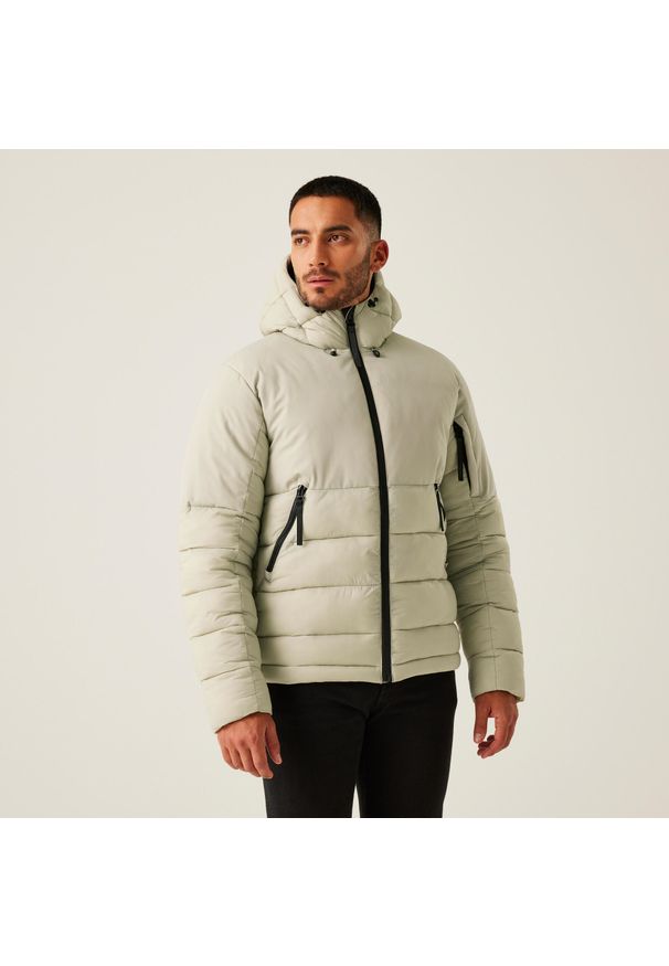 Kurtka z kapturem Regatta Laurade. Typ kołnierza: kaptur. Kolor: szary. Materiał: puch. Sport: turystyka piesza