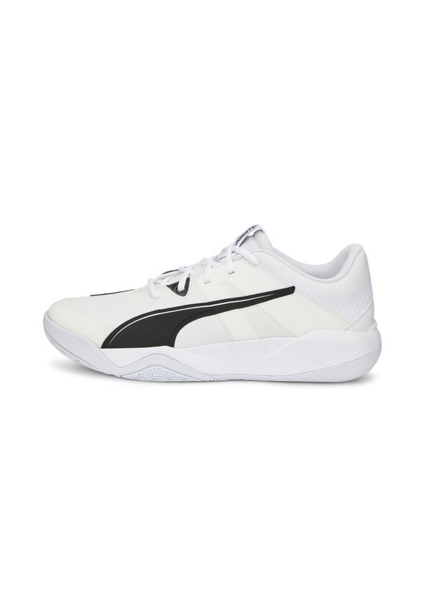 Buty do siatkówki Mężczyzna Puma Eliminate Pro II biały. Kolor: biały, wielokolorowy, niebieski, czarny. Materiał: materiał, syntetyk, tkanina. Sport: siatkówka