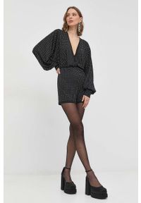 Patrizia Pepe kombinezon kolor czarny z dekoltem w szpic. Kolor: czarny. Materiał: materiał #3