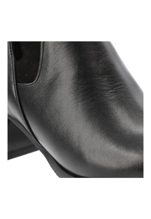 Czarne Botki Armodo Eleganckie Obuwie Damskie. Okazja: na co dzień. Kolor: czarny. Materiał: skóra. Szerokość cholewki: normalna. Obcas: na obcasie. Styl: elegancki. Wysokość obcasa: średni