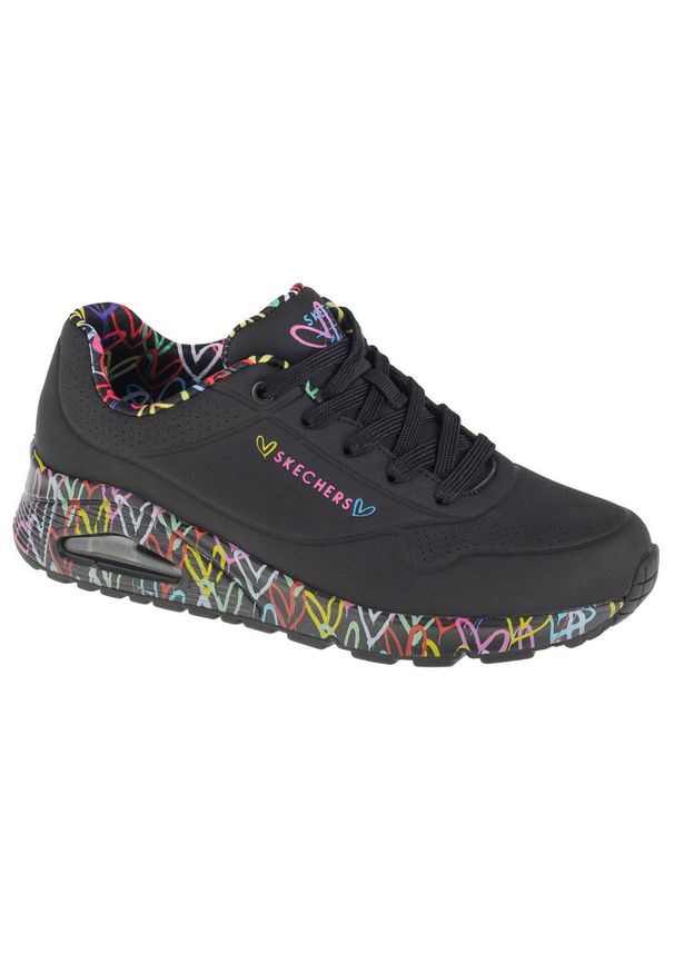 skechers - Buty do chodzenia damskie Skechers Uno. Zapięcie: sznurówki. Kolor: czarny. Materiał: materiał, syntetyk, tkanina. Szerokość cholewki: normalna. Sport: turystyka piesza
