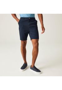 Regatta - Męskie spodenki chinosy Sabden. Kolor: niebieski. Materiał: bawełna. Sport: turystyka piesza #1