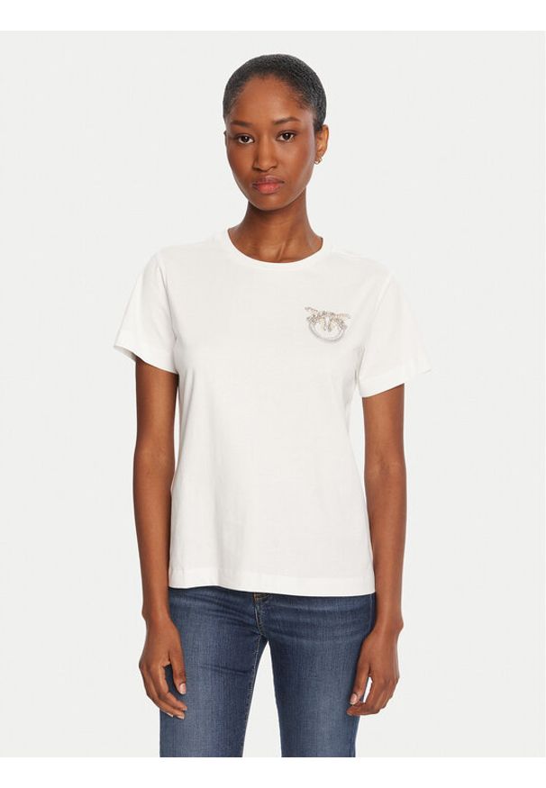 Pinko - PINKO T-Shirt Quentin 103320 A2RN Biały Regular Fit. Kolor: biały. Materiał: bawełna