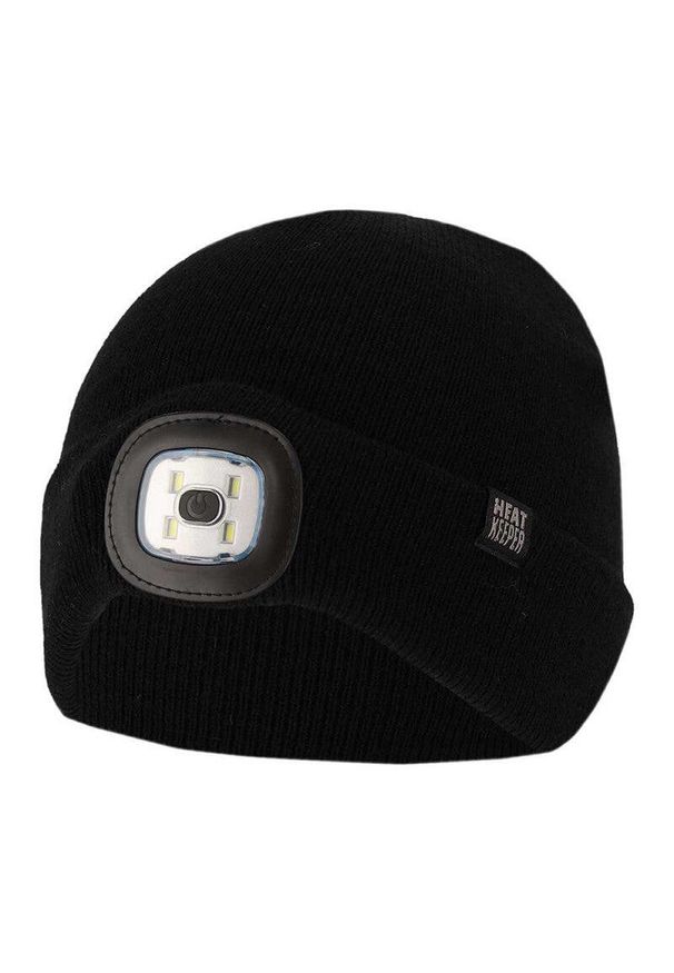 HEAT KEEPER - Czapka termiczna + oświetlenie LED dla dzieci. Kolor: czarny. Materiał: poliakryl. Sezon: zima. Styl: sportowy