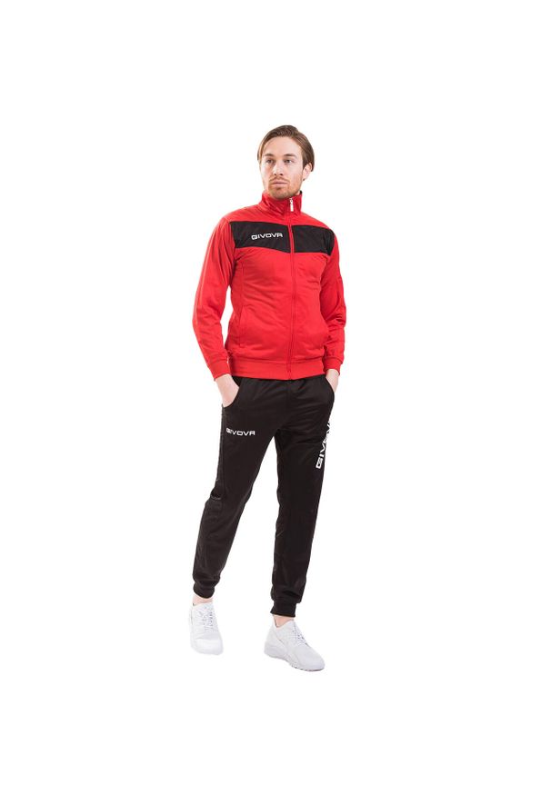 Dres Givova Tuta Visa Triacetato. Okazja: na uczelnię. Kolor: czerwony, wielokolorowy, czarny. Materiał: dresówka