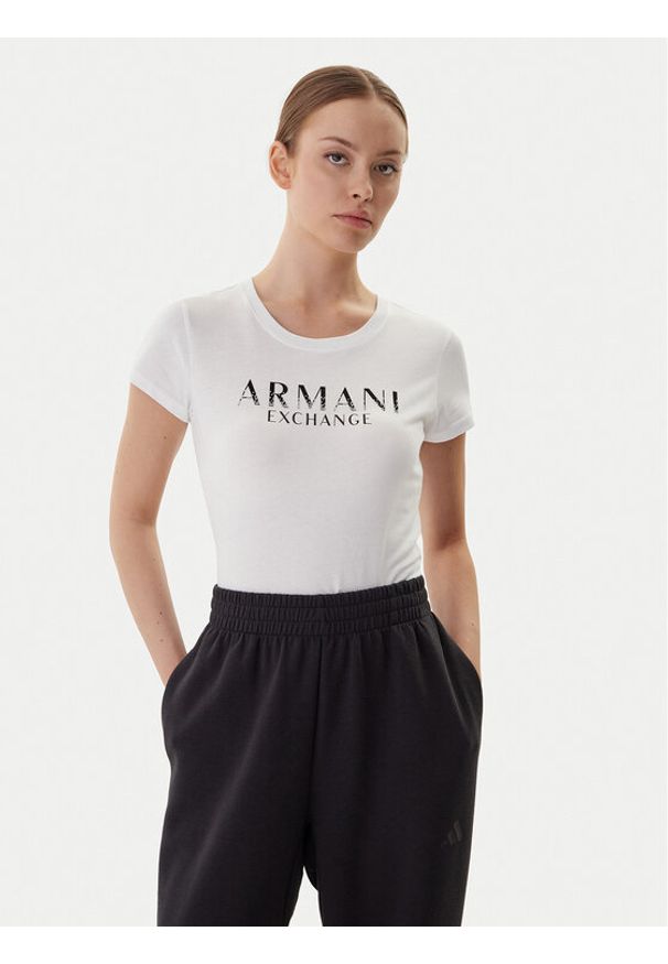 Armani Exchange T-Shirt XW001351 AF17172 U0002 Biały Slim Fit. Kolor: biały. Materiał: bawełna