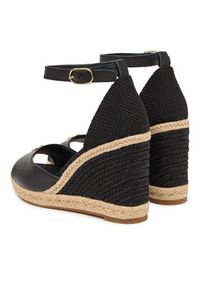 TOMMY HILFIGER - Tommy Hilfiger Espadryle Plate High Wedge Espad FW0FW09517 Czarny. Kolor: czarny. Materiał: skóra #5