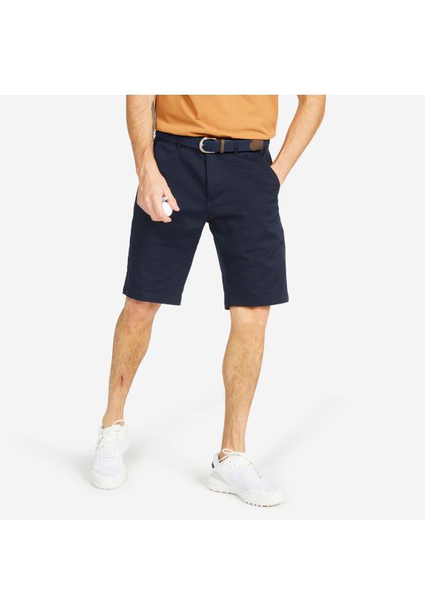 INESIS - Short golf Homme - MW500 bleu marine. Kolor: niebieski. Materiał: materiał, elastan, poliester, bawełna. Sport: golf
