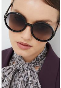 Gucci okulary przeciwsłoneczne damskie kolor czarny. Kształt: okrągłe. Kolor: czarny #1