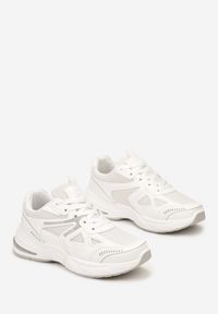 Renee - Białe Sneakersy ze Wstawkami z Ekoskóry na Grubej Podeszwie Elperna. Kolor: biały #2