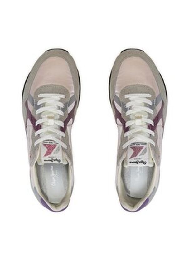 Pepe Jeans Sneakersy Brit Print W PLS40010 Szary. Kolor: szary. Materiał: skóra. Wzór: nadruk