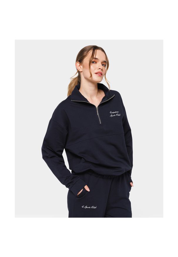 Bluza dla kobiet Carpatree Sports Club. Kolor: niebieski. Materiał: dresówka. Wzór: haft