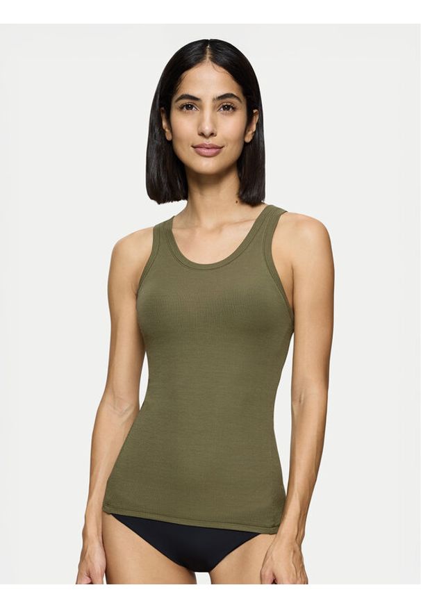 Triumph Top Beauty Layers 10221176 Zielony Slim Fit. Kolor: zielony. Materiał: lyocell