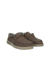 Półbuty HeyDude Wally Washed Walnut 003217, Brąz, Materiał. Kolor: brązowy. Materiał: tkanina. Sezon: lato, wiosna #4