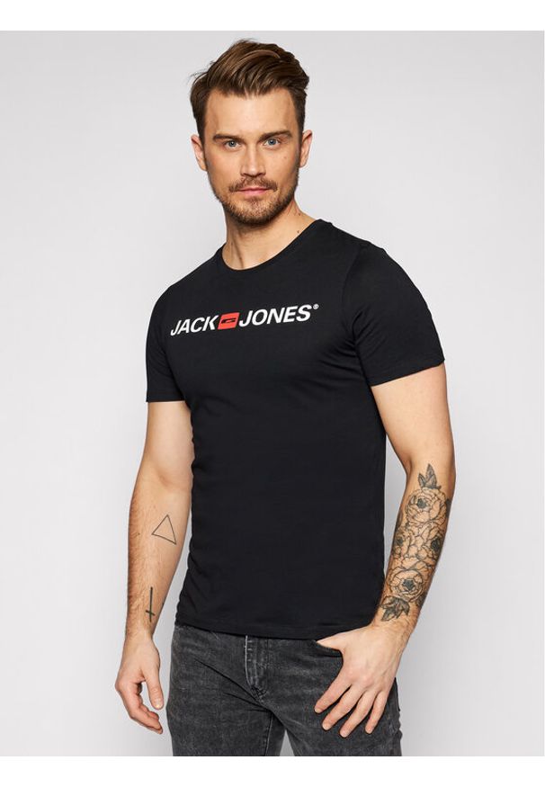 Jack & Jones T-Shirt Jjecorp Logo 12137126 Czarny Slim Fit. Kolor: czarny. Materiał: bawełna