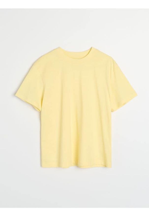 Sinsay - Bawełniana koszulka basic - yellow jeans. Materiał: bawełna, jeans