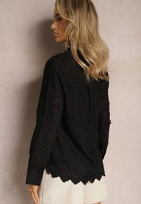Renee - Czarna Koszula z Bawełny Ozdobiona Haftem w Kwiaty Arnima. Kolor: czarny. Materiał: bawełna. Wzór: aplikacja, kwiaty, haft. Sezon: lato #3