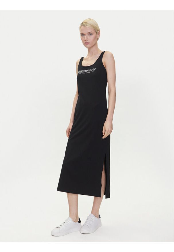 Emporio Armani Underwear Sukienka codzienna EW000494 AF10881 UC001 Czarny Regular Fit. Okazja: na co dzień. Kolor: czarny. Materiał: bawełna. Typ sukienki: proste. Styl: casual