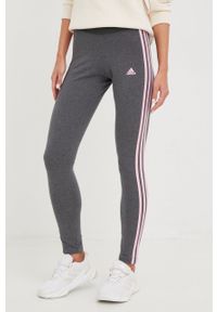 Adidas - adidas legginsy damskie kolor szary melanżowe. Kolor: szary. Materiał: materiał. Wzór: melanż #1