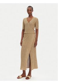 TwinSet - TWINSET Sweter 251TT3194 Beżowy Slim Fit. Kolor: beżowy. Materiał: wiskoza #5