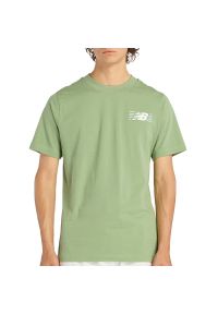 Koszulka męska New Balance MT6179UMAAR - zielona. Kolor: zielony. Materiał: bawełna. Długość rękawa: krótki rękaw. Długość: krótkie #1
