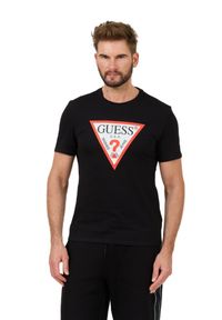 Guess - GUESS Czarny t-shirt z dużym logo Original Logo Tee. Kolor: czarny #6