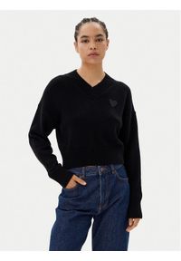 Hugo - HUGO Sweter Scutie 50543059 Czarny Relaxed Fit. Kolor: czarny. Materiał: syntetyk