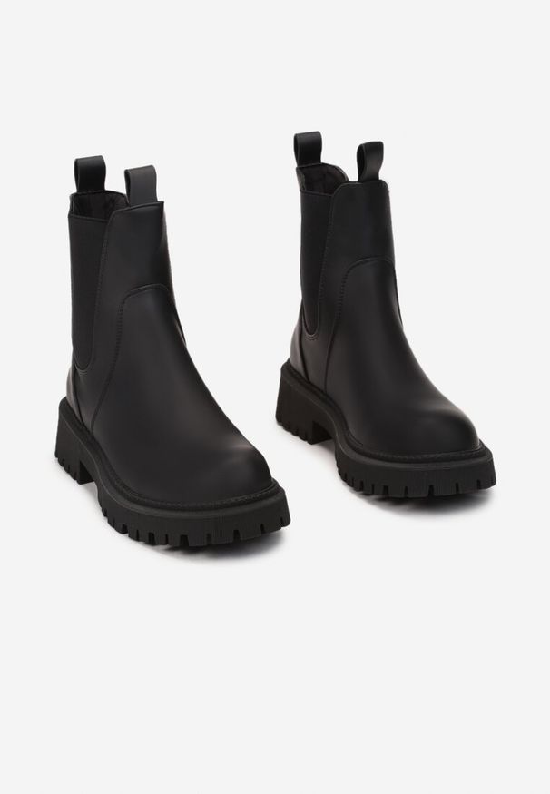 Born2be - Czarne Botki Mellamene. Wysokość cholewki: za kostkę. Zapięcie: bez zapięcia. Kolor: czarny. Materiał: jeans. Szerokość cholewki: normalna. Obcas: na obcasie