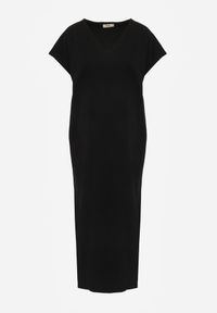 Born2be - Czarna Bawełniana Sukienka Pudełkowa o Fasonie Oversize z Kieszeniami Thaelusa. Okazja: na co dzień. Kolor: czarny. Materiał: bawełna. Typ sukienki: oversize. Styl: casual #6